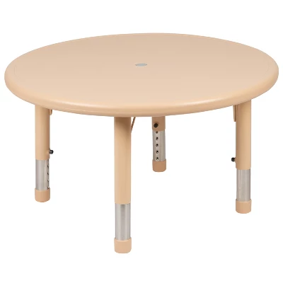 Flash Furniture 33" Round Plastic Height Adjustable Activity Table Set With 4 Chairs 1 Flash Furniture 33" Round Plastic Height Adjustable Activity Table Set With 4 Chairs