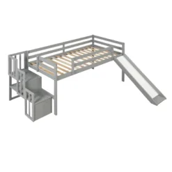 Twin Size Loft Bed With Staircase, Safety Guardrails And Slide-ModernLuxe -Children Household Series GUEST b0d023c4 3bcd 4cbd 8f8e d0501055823e