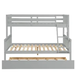 Twin Over Full Bunk Bed With Trundle Bed, Ladder And Safety Rails-ModernLuxe -Children Household Series GUEST b0d82388 6ec8 4850 88bc 6d80ac6141f3