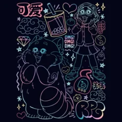Girl's Turning Red Neon Doodles Mei Lee T-Shirt