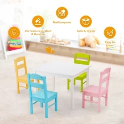 Costway 5 Piece Kids Wood Table Chair Set Activity Toddler Playroom Furniture Colorful 14 Costway 5 Piece Kids Wood Table Chair Set Activity Toddler Playroom Furniture Colorful -Children Household Series GUEST b277767e 090d 4c17 877a 5eaceed45f8a