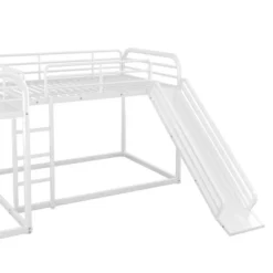 Full And Twin Size L-Shaped Metal Bunk Bed With Slide And Ladder-ModernLuxe -Children Household Series GUEST b2aff155 db6c 43b4 8487 338db58d0a27