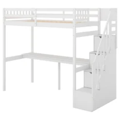 Twin Size Loft Bed With Storage Staircase And Built-in Desk-ModernLuxe -Children Household Series GUEST b450d77c 6546 48ad a983 c317c90f9f59