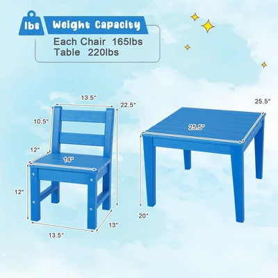 Costway 3PCS Kids Table & 2 Chairs Set Outdoor Heavy-Duty All-Weather Activity Table Set 3 Costway 3PCS Kids Table & 2 Chairs Set Outdoor Heavy-Duty All-Weather Activity Table Set - Image 3