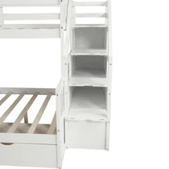 Twin Over Full Bunk Bed With Drawers,Storage Staircase And Slide-ModernLuxe -Children Household Series GUEST b52c0d6d 1ddb 4419 b760 64eb2eb886b3