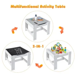 Costway Kids Table Chairs Set With Storage Boxes Blackboard Whiteboard Drawing GreyNature -Children Household Series GUEST b5538307 d289 432b 979e 1eff09a62cb2