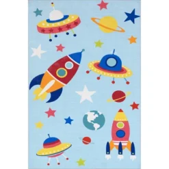 NuLOOM Eddie Outer Space Machine Washable Kids Area Rug -Children Household Series GUEST b63a9c2a a57d 4197 92af 611f63e6a7aa
