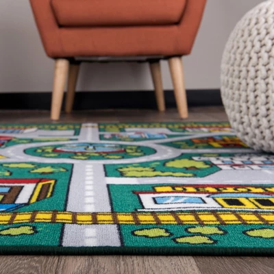 World Rug Gallery Kids Educational Learning City Life Road Non Slip Area Rug 2 World Rug Gallery Kids Educational Learning City Life Road Non Slip Area Rug - Image 2