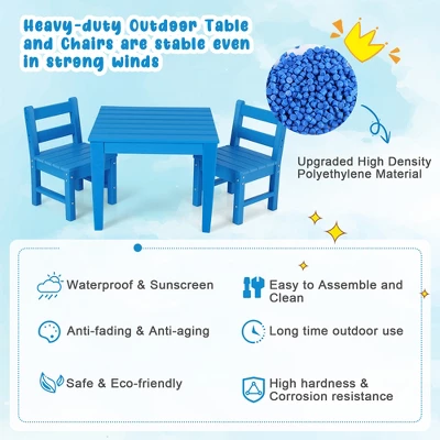 Costway 3PCS Kids Table & 2 Chairs Set Outdoor Heavy-Duty All-Weather Activity Table Set 9 Costway 3PCS Kids Table & 2 Chairs Set Outdoor Heavy-Duty All-Weather Activity Table Set - Image 9