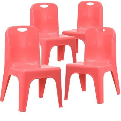 Emma And Oliver 4 Pack Plastic Stack School Chair With Carrying Handle And 11" Seat Height 10 Emma And Oliver 4 Pack Plastic Stack School Chair With Carrying Handle And 11" Seat Height - Image 10