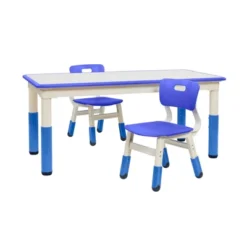 ECR4Kids Rectangle Dry-Erase Activity Table With 2 Adjustable Chairs, 3-Piece -Children Household Series GUEST b92fd7cb 78b7 49f1 91c8 a95a51461273