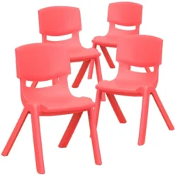 Emma And Oliver 4 Pack Plastic Stack School Chair With 12" Seat Height - Kids Chair -Children Household Series GUEST b9492034 9990 4a1e 86e5 ff25fdd84121 1