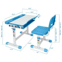 Mount-It! Kids Desk And Chair Set | Height Adjustable Ergonomic Children's School Workstation With Storage Drawer | Blue -Children Household Series GUEST b9b29310 56c7 4ca8 9a43 3f963facdd3e