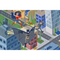 KC CUBS | Justice League Boy & Girl Kids Metropolis City Road Car Vehicle Traffic Educational Learning & Game Nursery Classroom Rug -Children Household Series GUEST ba55544f 806c 4868 888e acb944986cb4