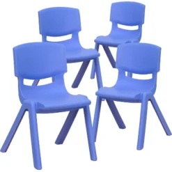 Emma And Oliver 4 Pack Plastic Stack School Chair With 12" Seat Height - Kids Chair -Children Household Series GUEST bb2c8594 e30c 4a06 af1d de294f76a880 1