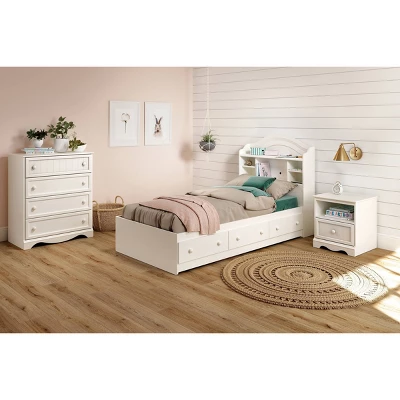 Twin Savannah Bookcase Headboard Pure White - South Shore 1 Twin Savannah Bookcase Headboard Pure White - South Shore
