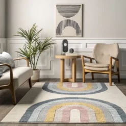 NuLOOM Jerri Double Half Rainbow Kids Area Rug -Children Household Series GUEST bc83c71e e7d2 4ae5 86f0 2e645398e5f6
