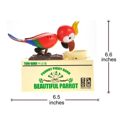 Insten Parrot Piggy Bank Robotic Coin Munching Toy Money Box, Red, 6.6x6.5 Inches 5 Insten Parrot Piggy Bank Robotic Coin Munching Toy Money Box, Red, 6.6x6.5 Inches - Image 5