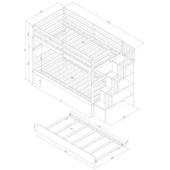 Twin Over Twin Bunk Bed With Trundle, Stairs And Storage Shelves-ModernLuxe 12 Twin Over Twin Bunk Bed With Trundle, Stairs And Storage Shelves-ModernLuxe -Children Household Series GUEST bcffc792 f371 40c0 8e66 05ac422361a4