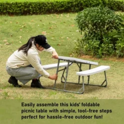 Foldable White Kids' Picnic Table Bench Outdoor Portable Children's Backyard Table, Crafting, Dining, And Playtime Patio Table -Children Household Series GUEST be2ac2df d180 4b2a ba06 71da9fcab200
