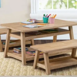 ECR4Kids Sit N' Stash Rectangular Table, Classroom Storage, Natural -Children Household Series GUEST bf107c80 0a2e 46bd a966 bd3513ca9dee