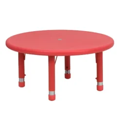 Flash Furniture 33" Round Plastic Height Adjustable Activity Table -Children Household Series GUEST c2397513 2406 434a 9bfa a8bf5e142b7d