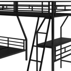 Twin Over Full Metal Bunk Bed With Twin Size Loft Bed And Desk, Black - ModernLuxe -Children Household Series GUEST c24d6bc1 7737 49a0 925e 7a5703c38c8b