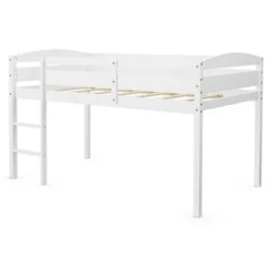 Costway Twin Low Loft Bunk Junior Bed Bedroom Wooden Guard Rail Ladder White/Espresso/Grey -Children Household Series GUEST c360a34c 2a7f 497c a111 b84db0fd8355