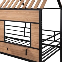 Metal Twin Size Loft Bed With Roof, Windows, Railing And Ladder - ModernLuxe -Children Household Series GUEST c470a178 b670 4dc6 b7f5 d72e5b676ae2