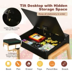 Costway Kids Table & Chair Set Wooden Activity Art Study Desk W/Storage Space 16 Costway Kids Table & Chair Set Wooden Activity Art Study Desk W/Storage Space -Children Household Series GUEST c6603581 62dd 4604 a059 589692b2cb49