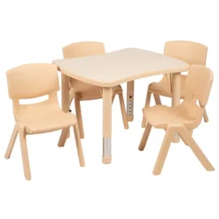 Flash Furniture 21.875"W X 26.625"L Rectangular Plastic Height Adjustable Activity Table Set With 4 Chairs -Children Household Series GUEST c8079485 a1de 4e59 8363 3db8b69d61b1 1