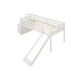 Twin Size Loft Bed With Staircase, Safety Guardrails And Slide-ModernLuxe -Children Household Series GUEST c90e9341 5a4a 4e8e af1d d841b247a450