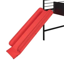 Twin Size Metal House Loft Bed With Slide And Two-Sided Writable Wooden Board-ModernLuxe -Children Household Series GUEST c9a449fd 0b50 41a9 9003 2a4a6ef6fa05