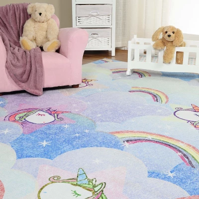 Unicorn Rainbow Colorful Kids Playroom Nursery Washable Indoor Area Rug By Blue Nile Mills 9 Unicorn Rainbow Colorful Kids Playroom Nursery Washable Indoor Area Rug By Blue Nile Mills - Image 9