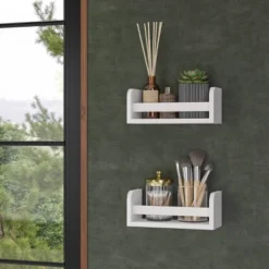 2pk Kids' 10" Floating Wall Mount Bookshelf Set White - RiverRidge Home -Children Household Series GUEST ca0c00c6 c615 497b a352 7e136e7c6dc7