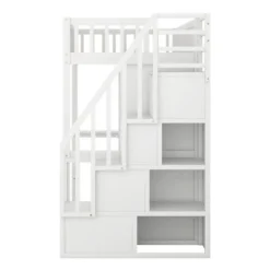 Twin Size Loft Bed With Shelf, Drawers, Desk And Wardrobe - ModernLuxe -Children Household Series GUEST ca9d64d6 5fa8 4643 aa51 1b097f9f250d