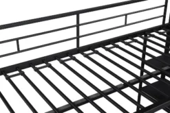 Metal Twin Size Low Loft Bed With Storage Shelf And Stairs, Black - ModernLuxe -Children Household Series GUEST cc1141ca 4c10 458e 9fa9 24571832c7ad