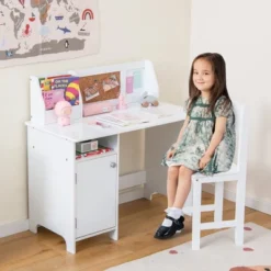 Costway Kids Desk And Chair Set Study Writing Workstation With Bookshelf & Bulletin Board 11 Costway Kids Desk And Chair Set Study Writing Workstation With Bookshelf & Bulletin Board -Children Household Series GUEST cc2bdfe8 e3db 4483 80e2 770d8da3260d