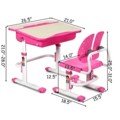 Costway Adjustable Children Study Desk Chair Set W/Winged Backrest Pink 15 Costway Adjustable Children Study Desk Chair Set W/Winged Backrest Pink -Children Household Series GUEST ce650de9 5090 4307 bb61 42c11f203750