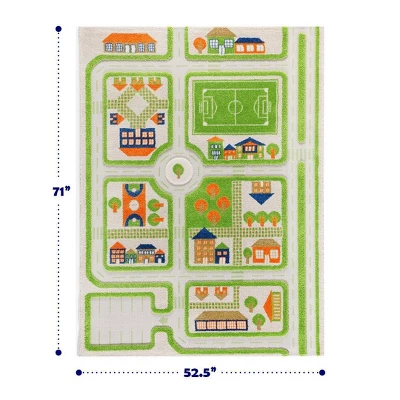 52.5"x71" Traffic Green 3D Play Rug - IVI 1 52.5"x71" Traffic Green 3D Play Rug - IVI
