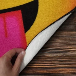 Deerlux Emoji Style Round Funny Smiley Face Kids Area Rug, Crazy Emoji Rug, 24'' X 24'' -Children Household Series GUEST cf5bb586 8371 48c1 b88e 3b208de2b52b