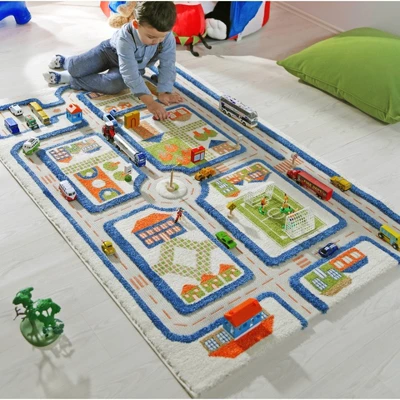39"x59" Traffic Blue 3D Play Rug - IVI 3 39"x59" Traffic Blue 3D Play Rug - IVI - Image 3