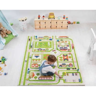 52.5"x71" Traffic Green 3D Play Rug - IVI 6 52.5"x71" Traffic Green 3D Play Rug - IVI - Image 6