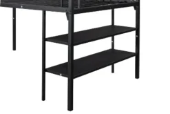 Metal Twin Size Low Loft Bed With Storage Shelf And Stairs, Black - ModernLuxe -Children Household Series GUEST d216a3f9 8671 4dec 9594 543eb25ac9c7