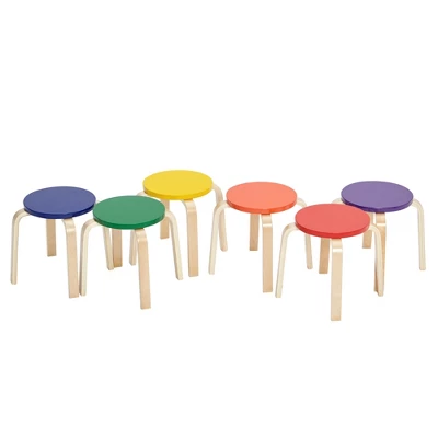 ECR4Kids Bentwood Stacking Stools For Kids, Playroom/Daycare Flexible Seating, 12" Height, 6-Piece 12 ECR4Kids Bentwood Stacking Stools For Kids, Playroom/Daycare Flexible Seating, 12" Height, 6-Piece - Image 12