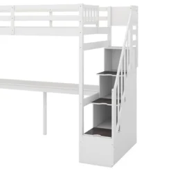 Twin Size Loft Bed With Storage Staircase And Built-in Desk-ModernLuxe -Children Household Series GUEST d284e7b1 7c97 4c80 bd0e bbfc2de14f59