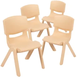 Emma And Oliver 4 Pack Plastic Stackable Pre-K/School Chairs With 10.5"H Seat -Children Household Series GUEST d2c01ef5 7e63 4347 9e8b ea63271d896c