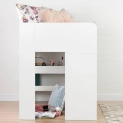 Twin Tiara Loft Bed With Desk Pure White - South Shore -Children Household Series GUEST d389cca6 0ce5 4dde 8be0 7b8a53e0384a