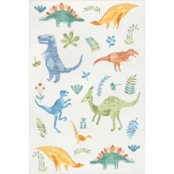 NuLOOM Eamon Dinosaur Machine Washable Kids Area Rug -Children Household Series GUEST d41b81ab f66d 4167 8c9e 356dd025bd54