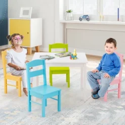 Costway 5 Piece Kids Wood Table Chair Set Activity Toddler Playroom Furniture Colorful 12 Costway 5 Piece Kids Wood Table Chair Set Activity Toddler Playroom Furniture Colorful -Children Household Series GUEST d96cddb7 1661 47e3 a167 3fee9d07e7f7